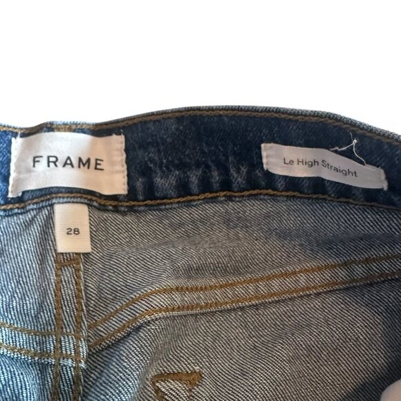 Frame Le High Straight Kenmore Medium Wash Denim Jeans Cotton Size 28 Women's - Picture 8 of 11